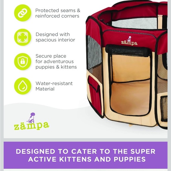 Small Red Pet Pop Up Travel Portable Isolation Playpen 36”x 36”x 24” New 🐾 - Picture 3 of 6